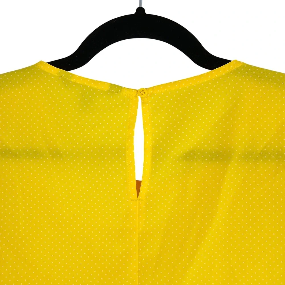 Banana Republic Yellow Polka Dot Puff Sleeve‎ Blouse Women's Small Top